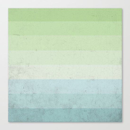 Fresh Cyan Lime Stripes Canvas Print