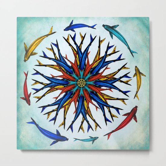 Swimming Dharma Koi Abstract Metal Print