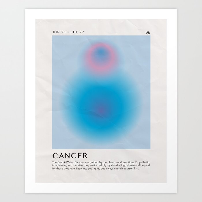 Cancer Astrology Zodiac Aura Gradient Art Art Print