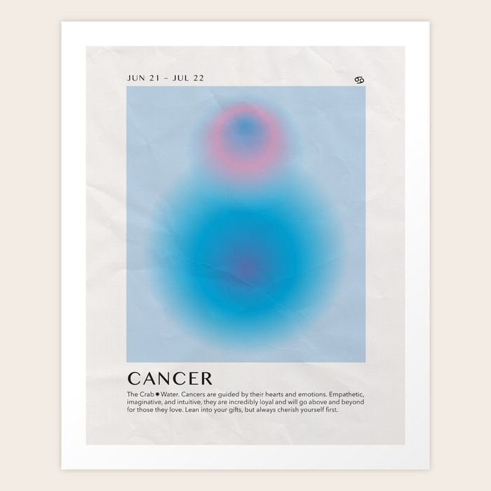 Cancer Astrology Zodiac Aura Gradient Art Art Print