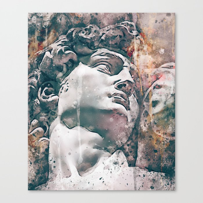 Watercolor Statue Of King David Modern Gallery Art Canvas Print