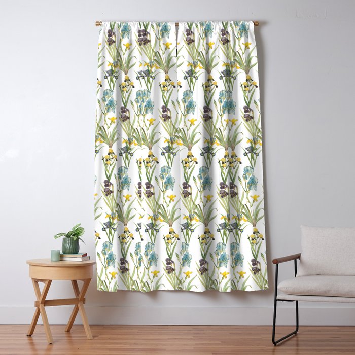 Irises 1 Iris Flowers Vintage Floral Pattern Flower Patterns Blackout Curtain By Eclecticatheart Society6