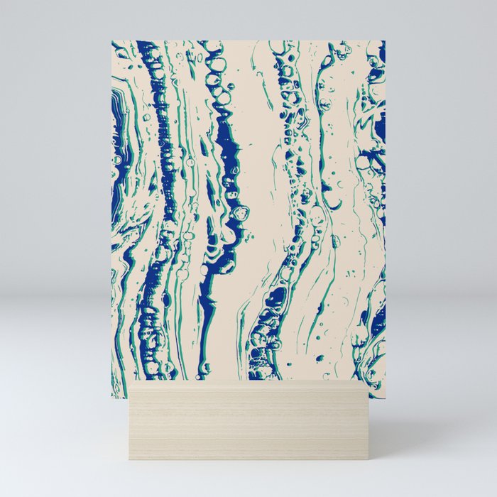 White Magma Muse - liquid marble waves Mini Art Print