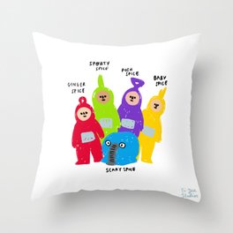 Spice Girls x Teletubbies Digital Illustration Throw Pillow