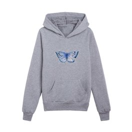 Blue Butterfly 1 Kids Pullover Hoodies