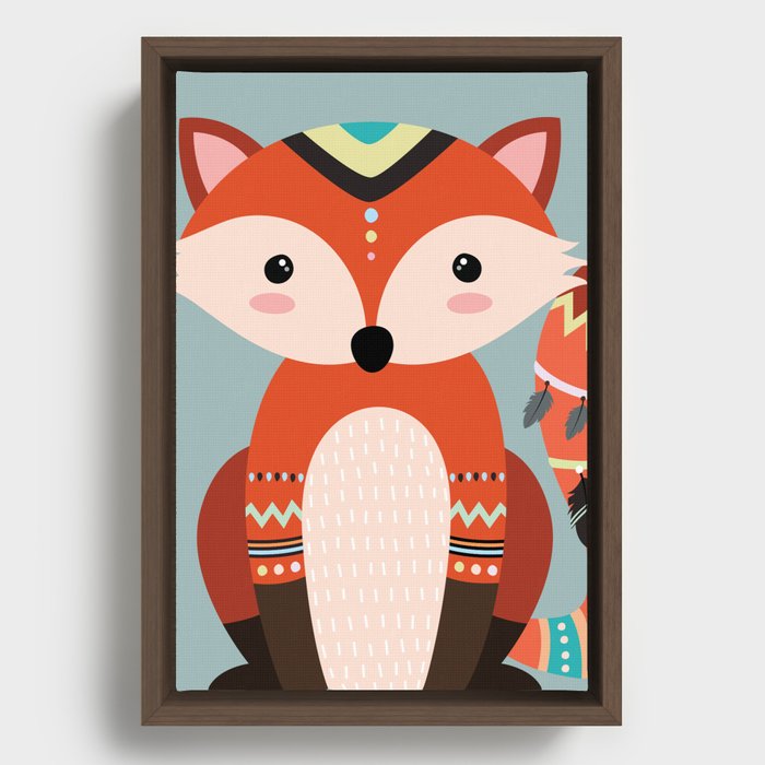 tribal fox boy Framed Canvas
