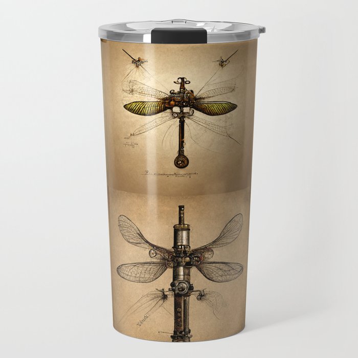 Steampunk Mechanical Dragonflies Travel Mug