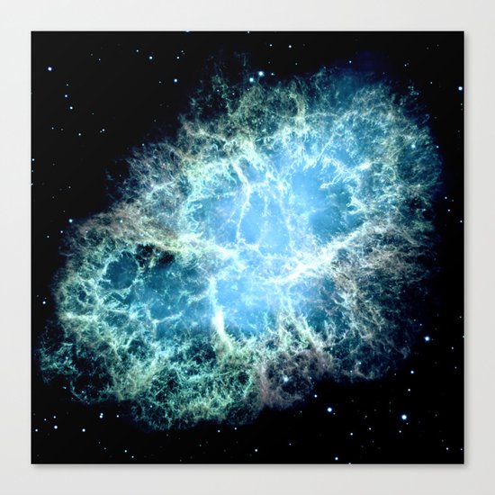 Crab Nebula : Aqua Teal Blue Galaxy Canvas Print