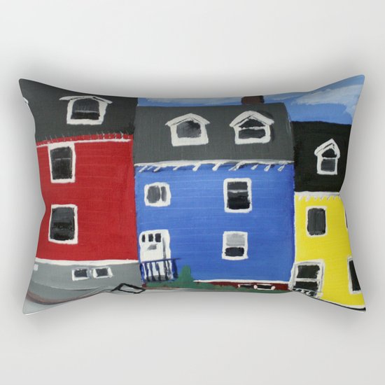 Newfoundland Houses Canada acrylics on canvas Rectangular Pillow