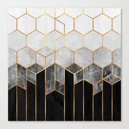 Charcoal Hexagons Canvas Print