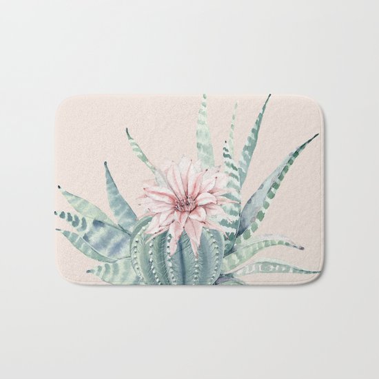 Aloe Cactus Rose Pink Bath Mat
