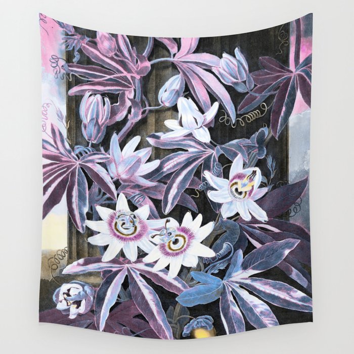 Blue Passion Flowers Temple of Flora: Mauve Serenity Wall Tapestry