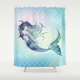 Watercolor Mermaid Shower Curtain