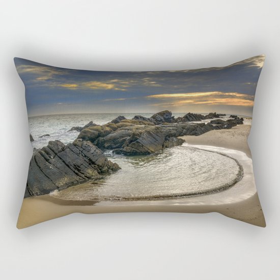 Windy Tarifa beach. Wild swiming pools. Rectangular Pillow