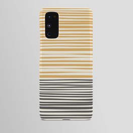 Natural Stripes Modern Minimalist Colour Block Pattern in Charcoal Grey, Muted Mustard Gold, and Cream Beige Android Case