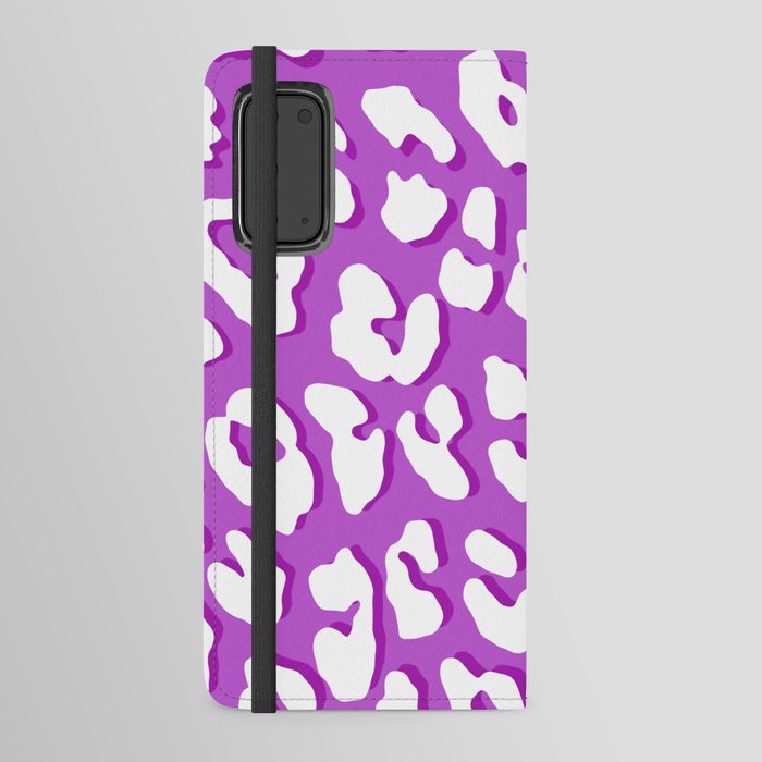 White Leopard Print Lavender  Android Wallet Case