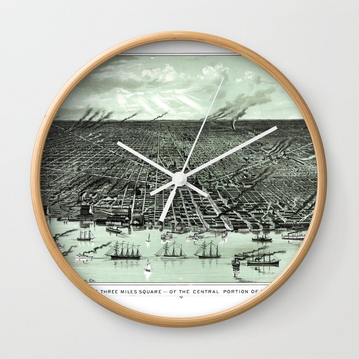 Detroit, Michigan vintage pictorial map Wall Clock