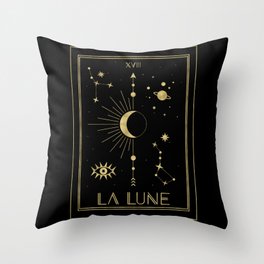 The Moon or La Lune Gold Edition Throw Pillow