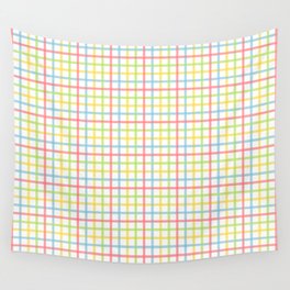 Multi Check 3 - coral aqua yellow lime Wall Tapestry