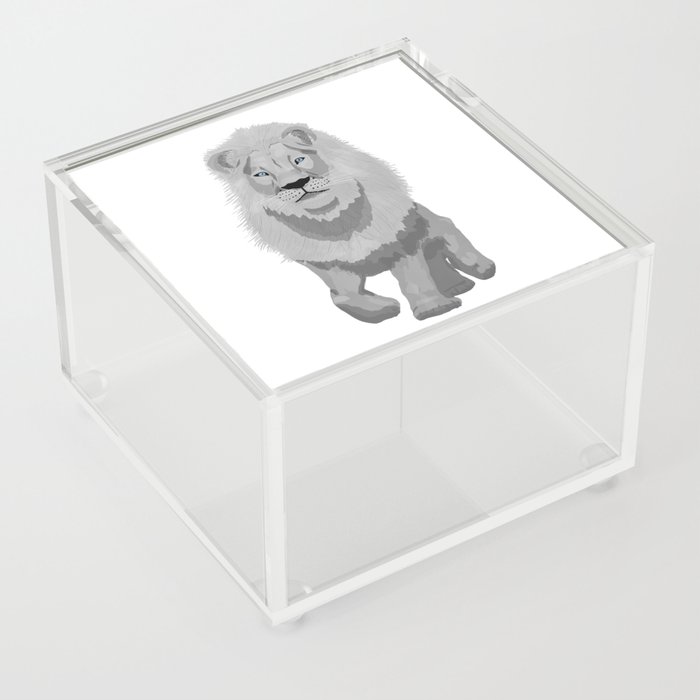  digital painting of a male white lion Acrylic Box