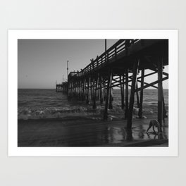 Balboa Pier Art Print | Blackandwhite, Newportbeach, Beach, Photo, Pier, California, Black And White, Digital, Pacificocean, Ocean 