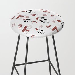 Holiday puffins red Bar Stool