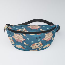 Night blue baby owls Fanny Pack