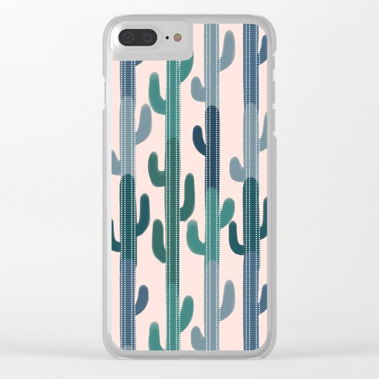 Cactus Lines Clear iPhone Case