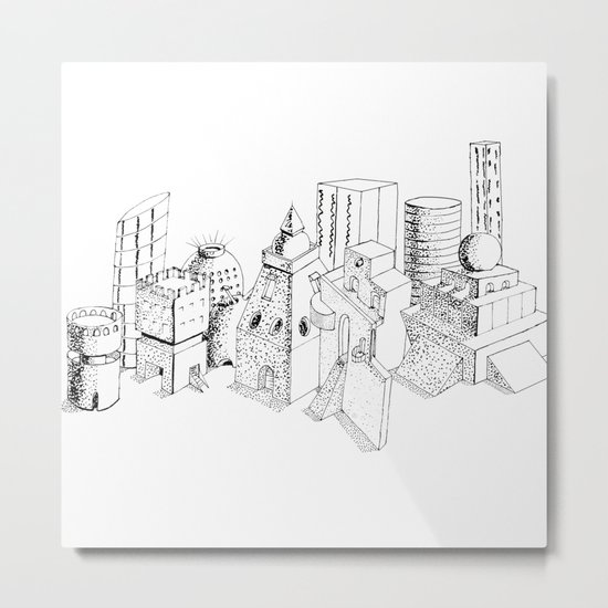 cubes and balls in the city Metal Print