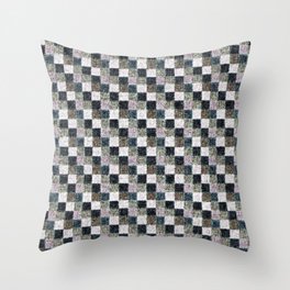 Rustic Mauve Brown and Black Patchwork Throw Pillow