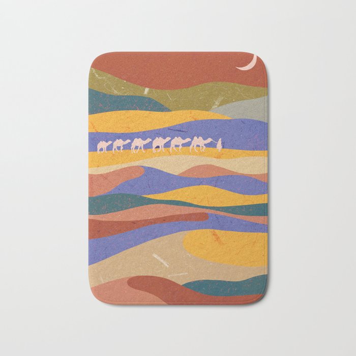 night at the desert - colorful minimalistic landscape illustration  Bath Mat