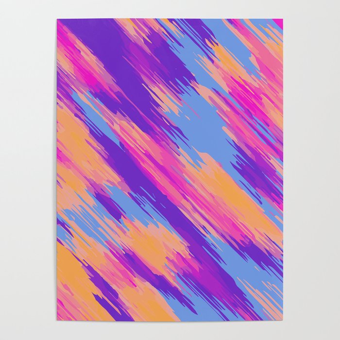 purple blue orange and pink drawing and painting abstract background Poster  by TimLA | Society6