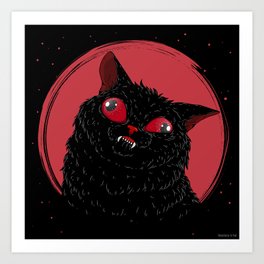 Derpy Black Cat Art Print