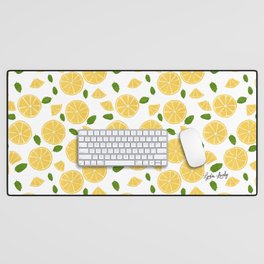 Yellow Lemons-white/ transparent background Desk Mat