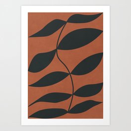 Mid Century Modern Leaves, Brown Tones Art Print