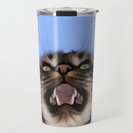 Plaintive Meow Of A Tabby Cat Acrylic Painting  Travel Mug