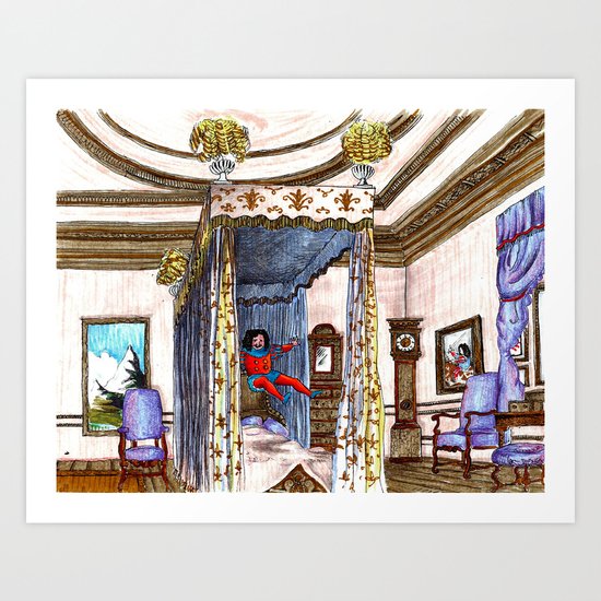 King Charles II jumping on his bed. Art Print