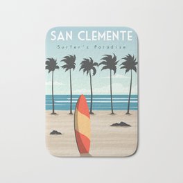 San Clemente surf beach Bath Mat | Sanclementebeach, Sanclemente, Sanclementegifts, Sanclementesurf, Graphicdesign, Sanclementewave, Sanclementeretro 