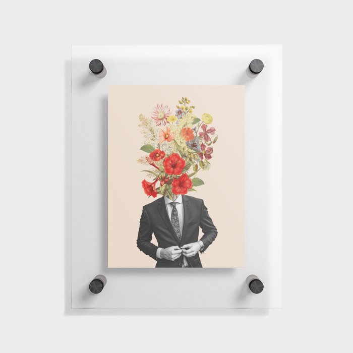 Man in red flowers Floating Acrylic Print