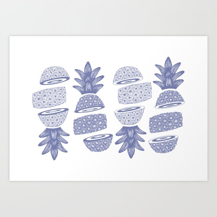 Pineapples (Light/Sliced) Art Print