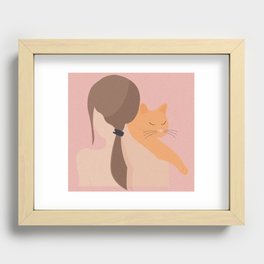 The girl with the red cat Recessed Framed Print