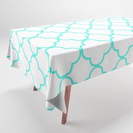 Quatrefoil (Turquoise & White Pattern) Tablecloth