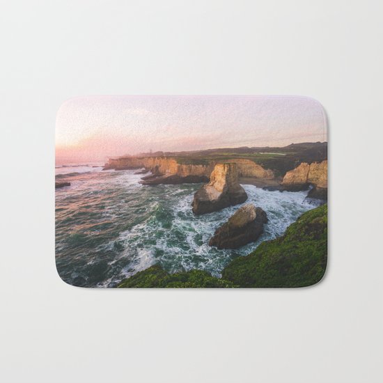 Golden California Coastline - Santa Cruz, California Bath Mat