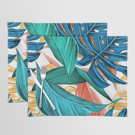 Tropical Island Jungle Pattern - Minimalist Natural Leaf Art Placemat