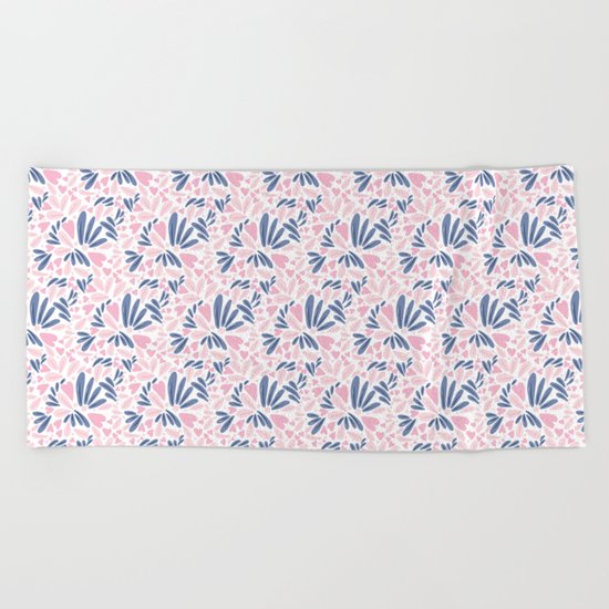 pink flowers Beach Towel