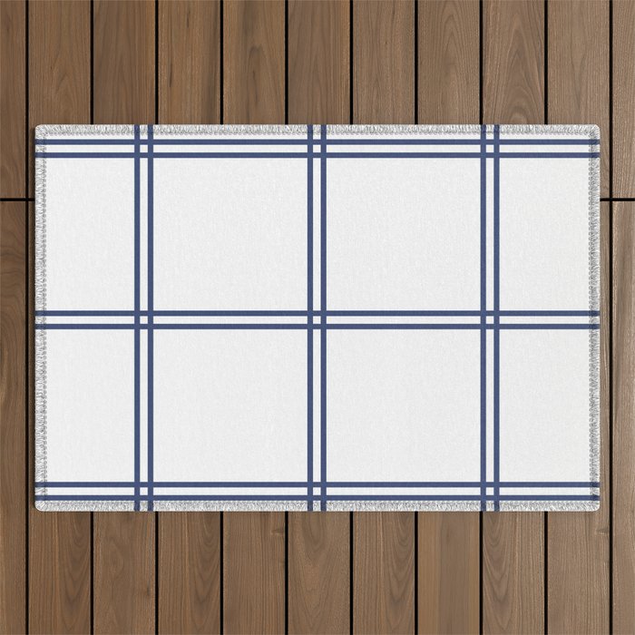 Blue checkered lines Outdoor Rug