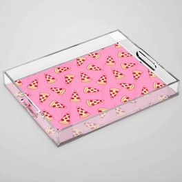 Pink Pizza Pattern Acrylic Tray