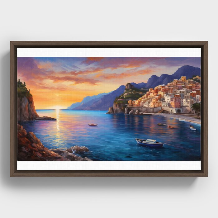 view of the Amalfi coast Italy Framed Canvas