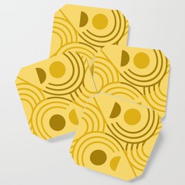 Golden Lion Absract Geometric Coaster | Gold, Moon, Mid Century Modern, Boho, Graphicdesign, Sun, Neutral, Contenporary, Furinshings, Digital 