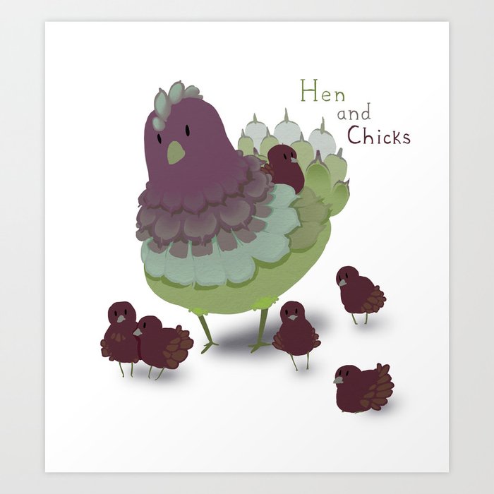 Hen and Chicks Art Print